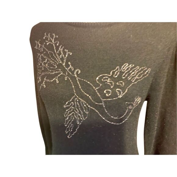 Jonathon Logan Vintage 1960’s/70’s Black Silver Metallic Embroidered Peacock Des - Picture 3 of 11